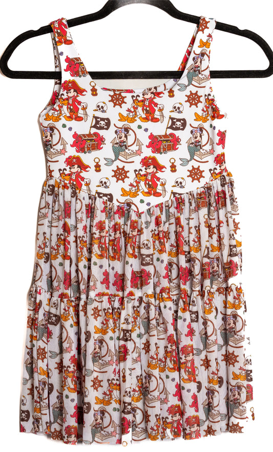 Preorder Pirates Mickey and Minnie Cruise Printed Mesh Active Dress with Separate Shorts