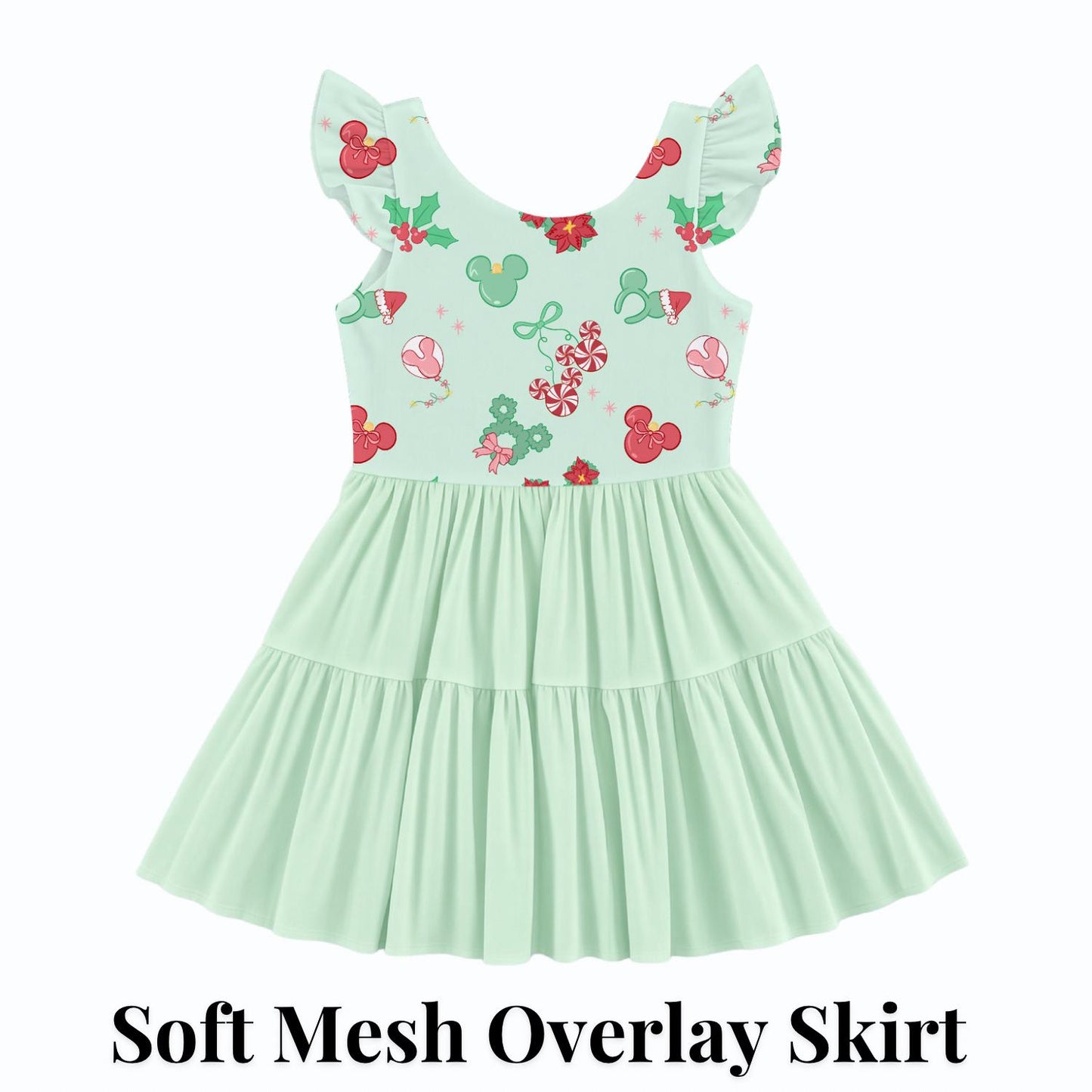 PREORDER Mint Mickey Christmas Treats Active Mesh Twirl Dress with Separate Shorts | Disney Holiday Park Outfit
