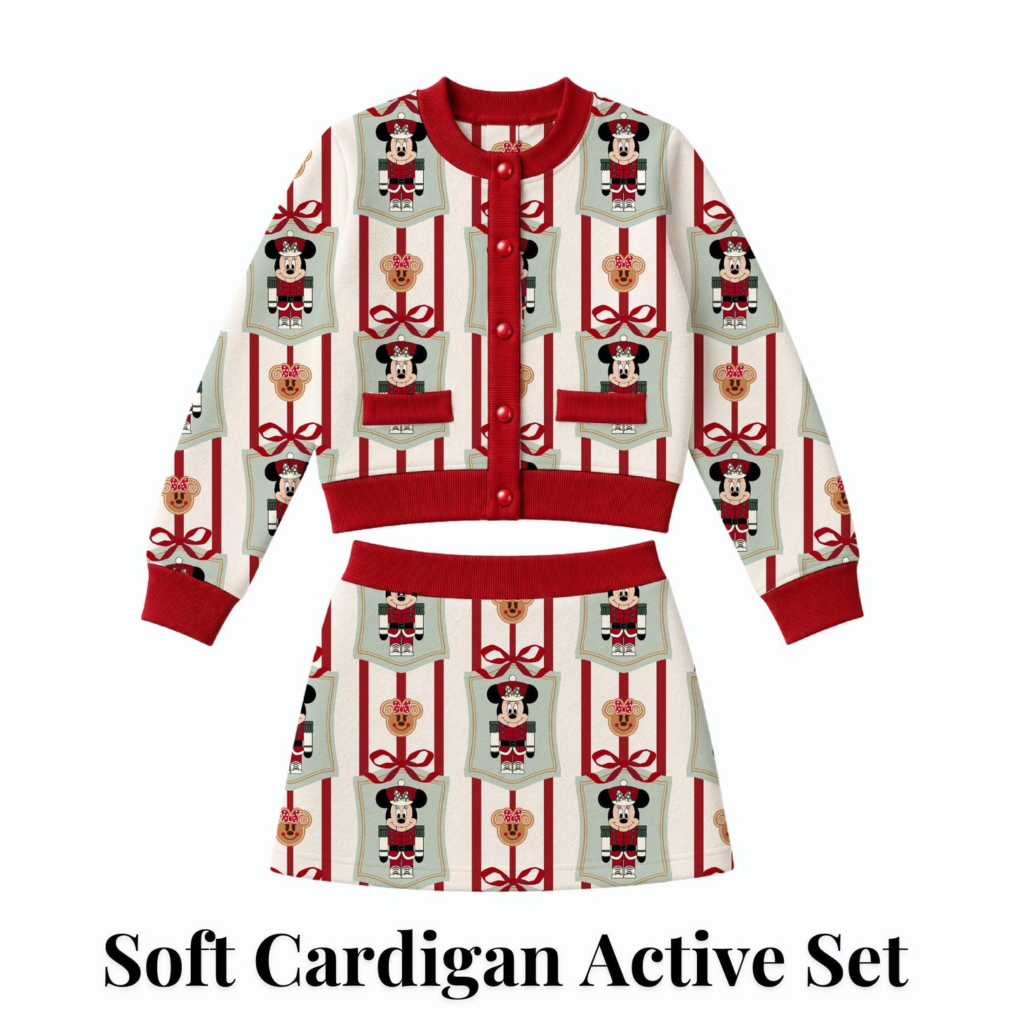PREORDER Minnie Nutcracker Christmas Cardigan and Active Skort Set | Disney Holiday Park Outfit