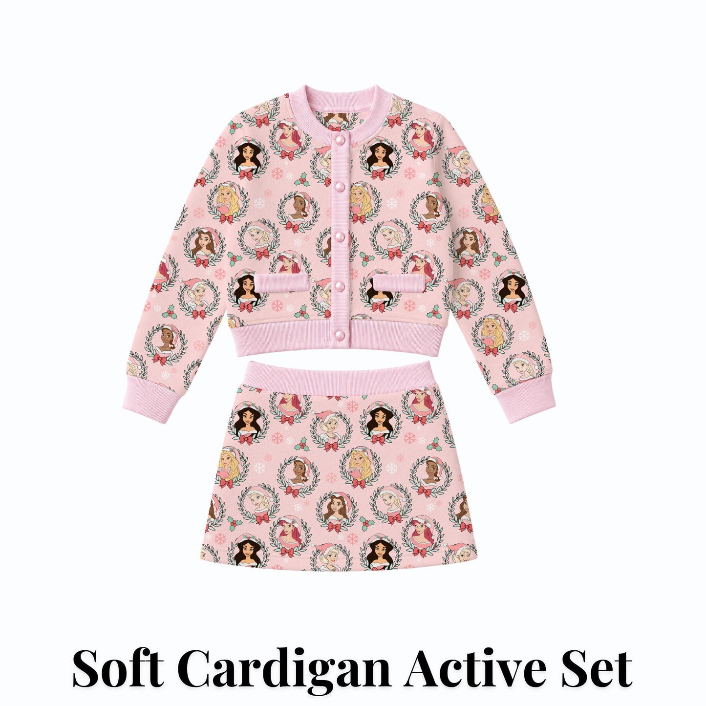 PREORDER Disney Princess Christmas Cardigan and Active Skort Set | Pink Holiday Park Outfit