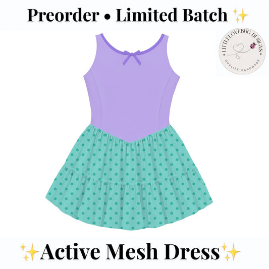 Ariel Inspired Sleeveless Mommy and Me Active Mesh Twirl Dress listing photo 1