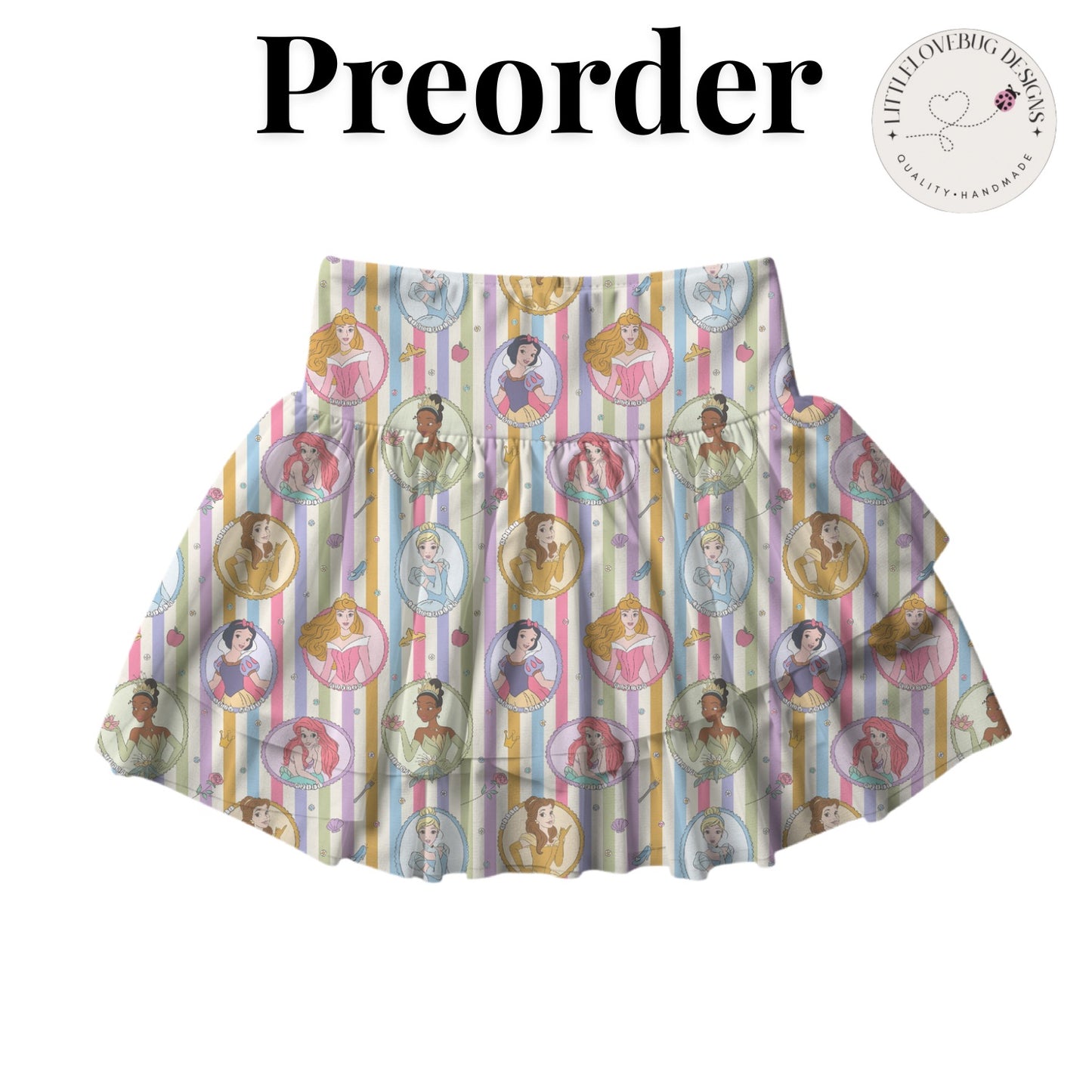Preorder Princess Stripe Active Mesh Skort with Built in Shorts