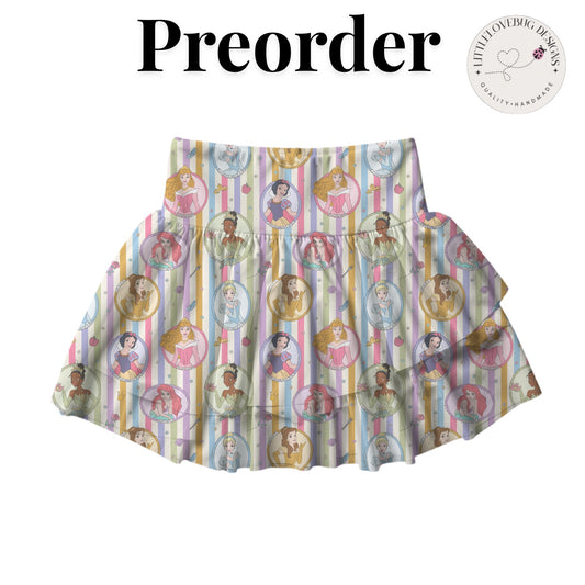 Preorder Princess Stripe Active Mesh Skort with Built in Shorts