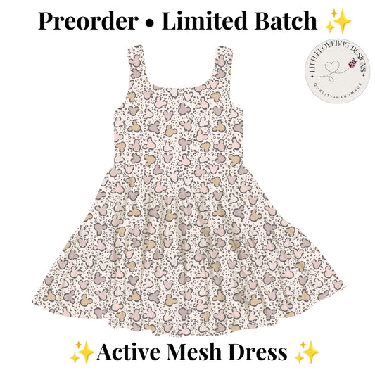 Preorder Mickey Cheetah Print Printed Mesh Active Dress with Separate Shorts