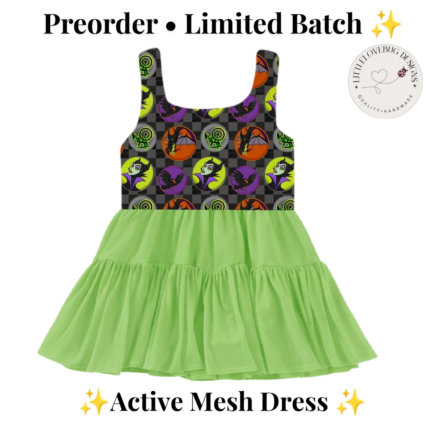 Preorder Maleficent Villains Active Mesh Dress with Separate Shorts