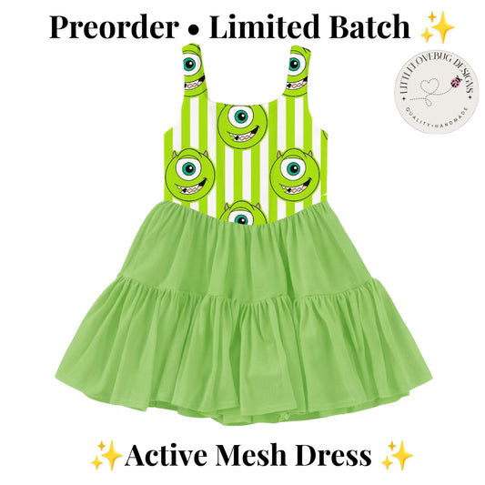Preorder Mike Wazowski  Active Mesh Dress with Separate Shorts