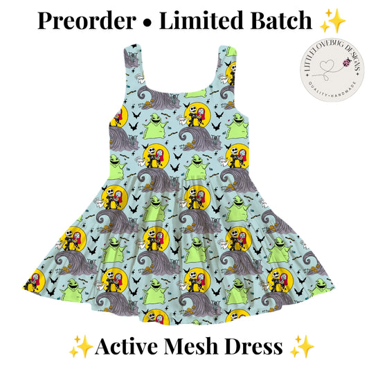 Preorder Nightmare Before Christmas Active Printed Mesh Dress with Separate Shorts