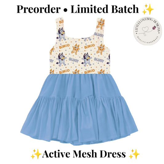 Preorder Bluey and Bingo Active Mesh Dress with Separate Shorts