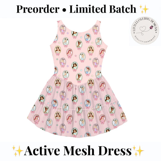 Pink Princess Cameo Sleeveless Mommy and Me Active Mesh Twirl Dress listing photo 1