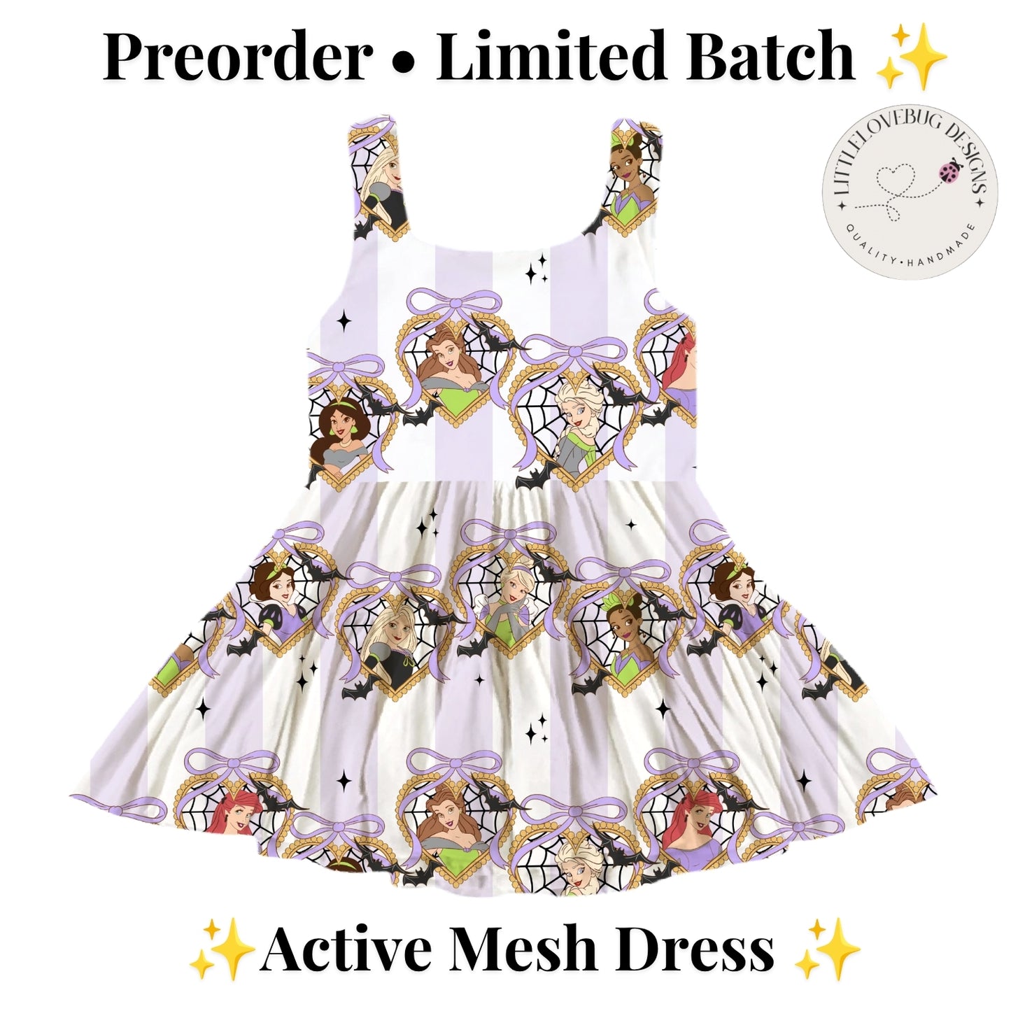 Preorder Halloween Princesses Active Printed Mesh Dress with Separate Shorts