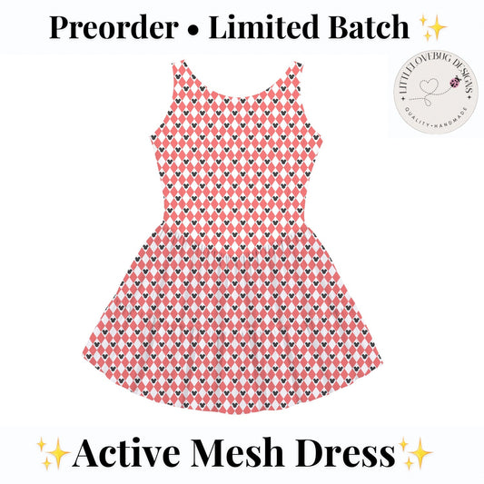 Coral Mickey Argyle Sleeveless Mommy and Me Active Mesh Twirl Dress listing photo 1