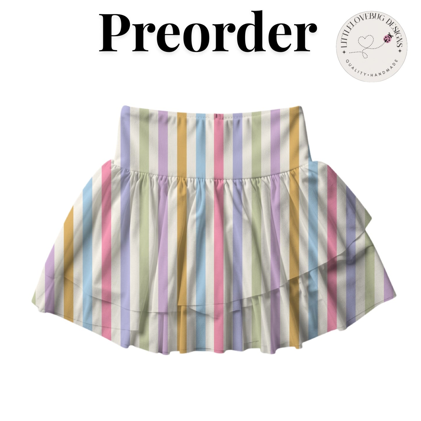 Preorder Pastel Stripes Active Mesh Skort with Built in Shorts
