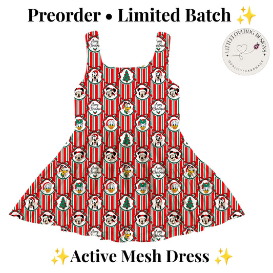 Preorder Christmas Fab 5 Active Printed Mesh Dress with Separate Shorts