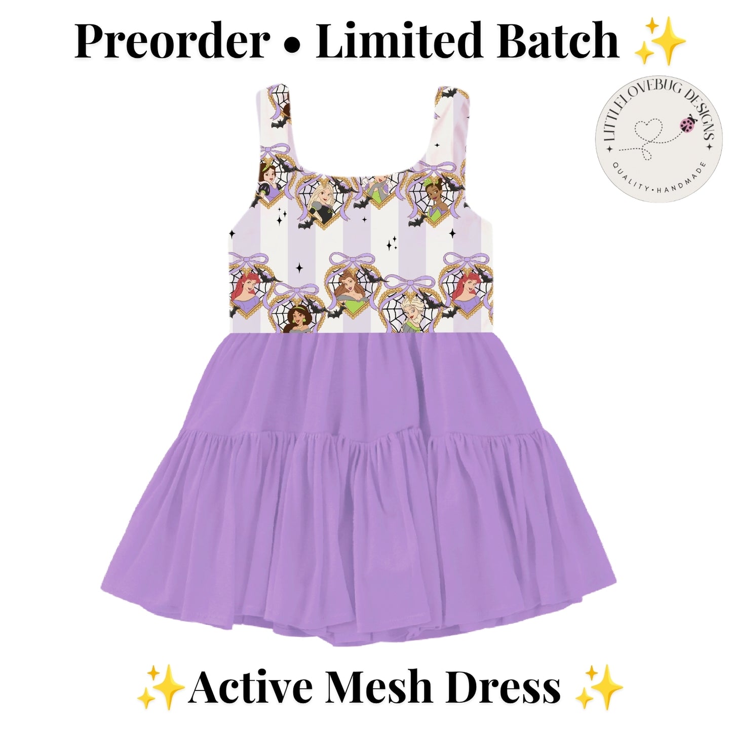 Preorder Halloween Princesses Active Purple Mesh Dress with Separate Shorts