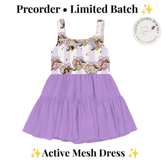 Preorder Halloween Princesses Active Purple Mesh Dress with Separate Shorts