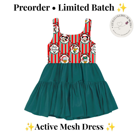 Preorder Christmas Fab 5 Active Mesh Dress with Separate Shorts
