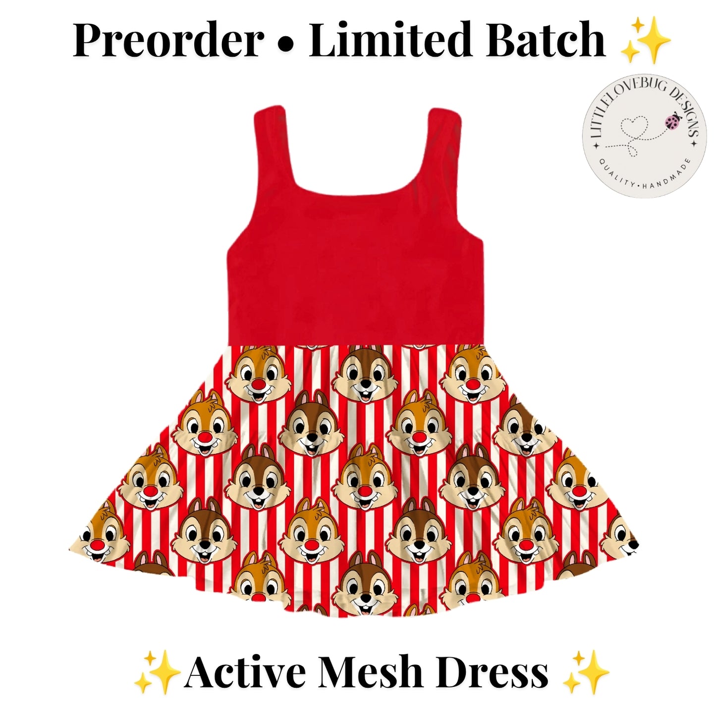 Preorder Chip and Dale Active Printed Mesh Dress with Separate Shorts