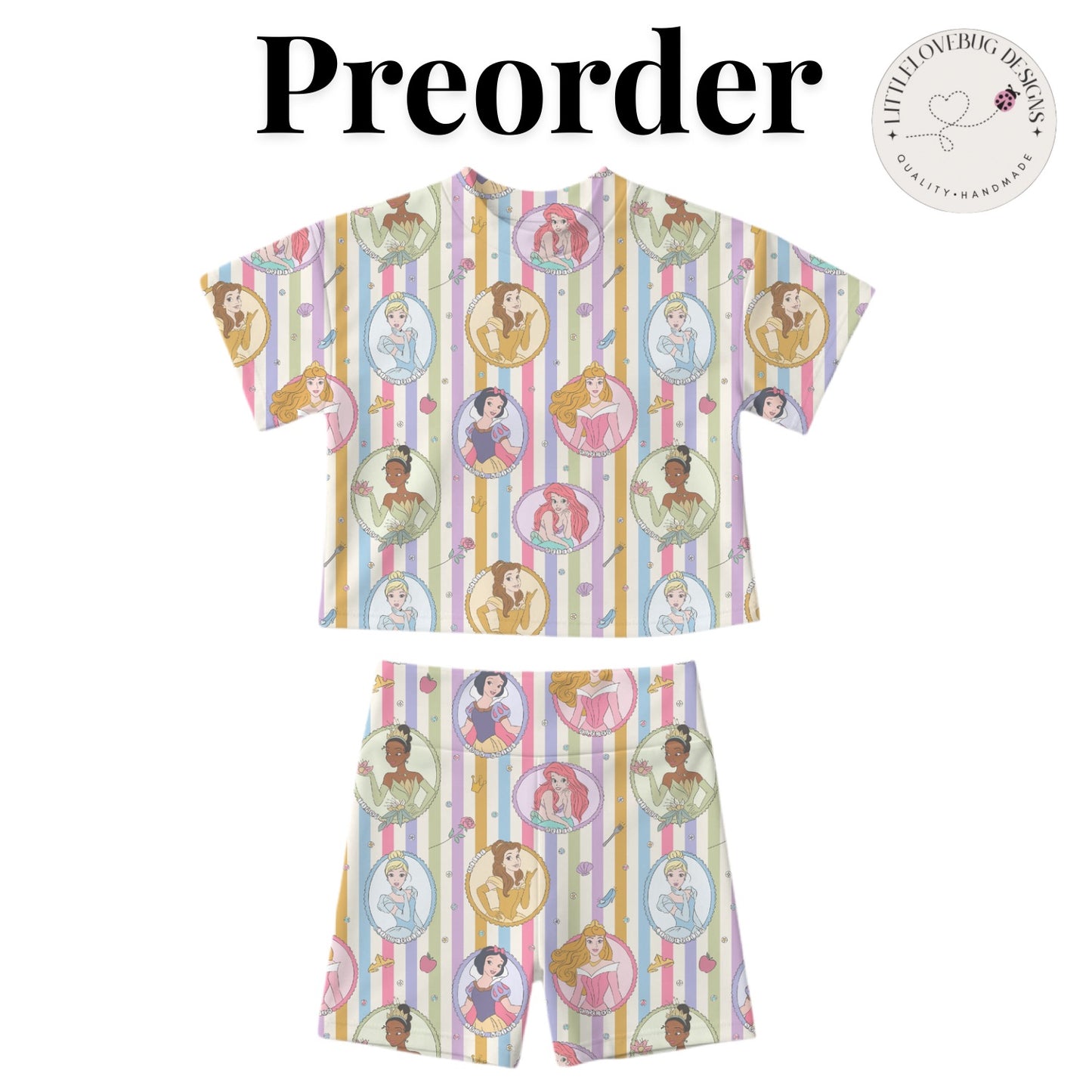 Preorder Princess Stripes Active Short Set
