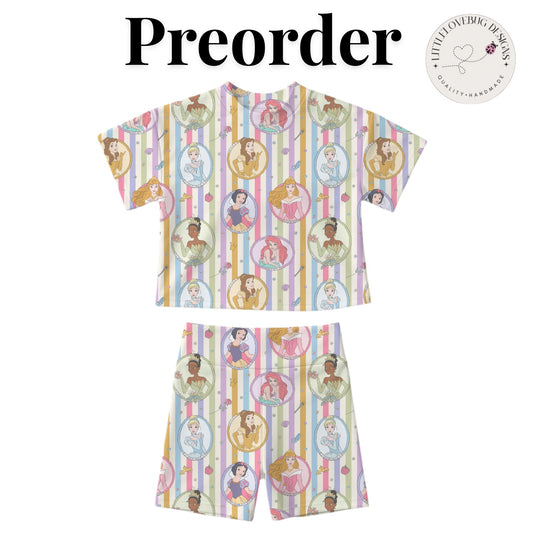 Preorder Princess Stripes Active Short Set