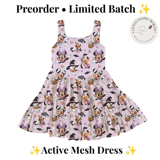 Preorder Halloween Mickey and Friends Active Printed Mesh Dress with Separate Shorts