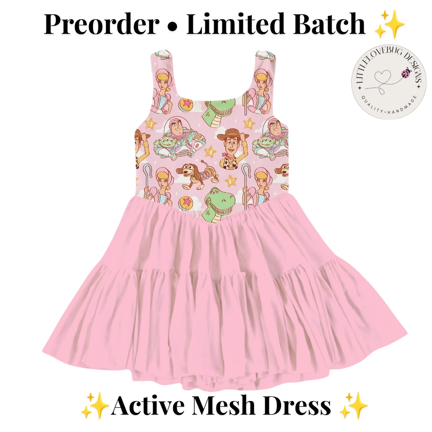Preorder Pink Toy Story Active Mesh Dress with Separate Shorts