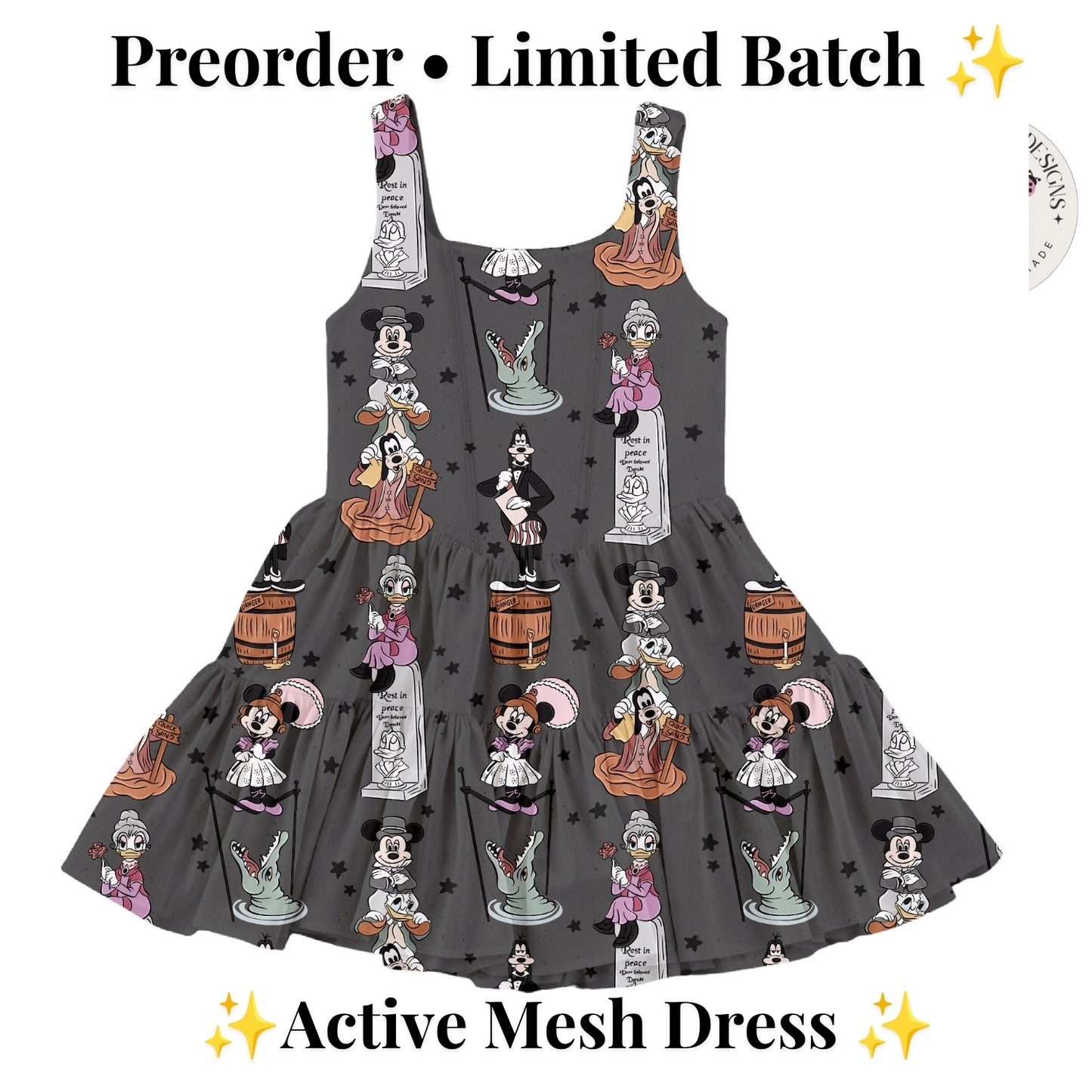 Preorder Haunted Mansion Active  Printed Mesh Dress with Separate Shorts