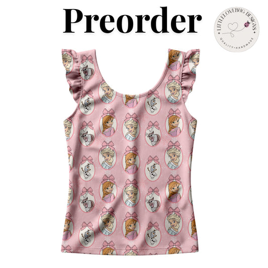 Preorder Anna Elsa Frozen Active Ruffle Sleeve Tank Top