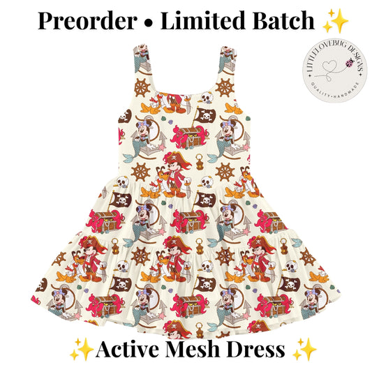 Preorder Pirates Mickey and Minnie Cruise Printed Mesh Active Dress with Separate Shorts
