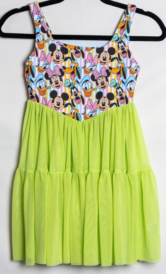 In Stock Pastel Mickey and Friends Active Mesh Dress with Separate Shorts