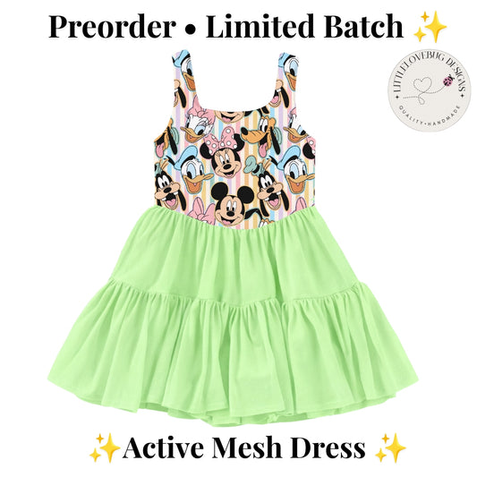 Preorder Pastel Mickey and Friends Active Mesh Dress with Separate Shorts