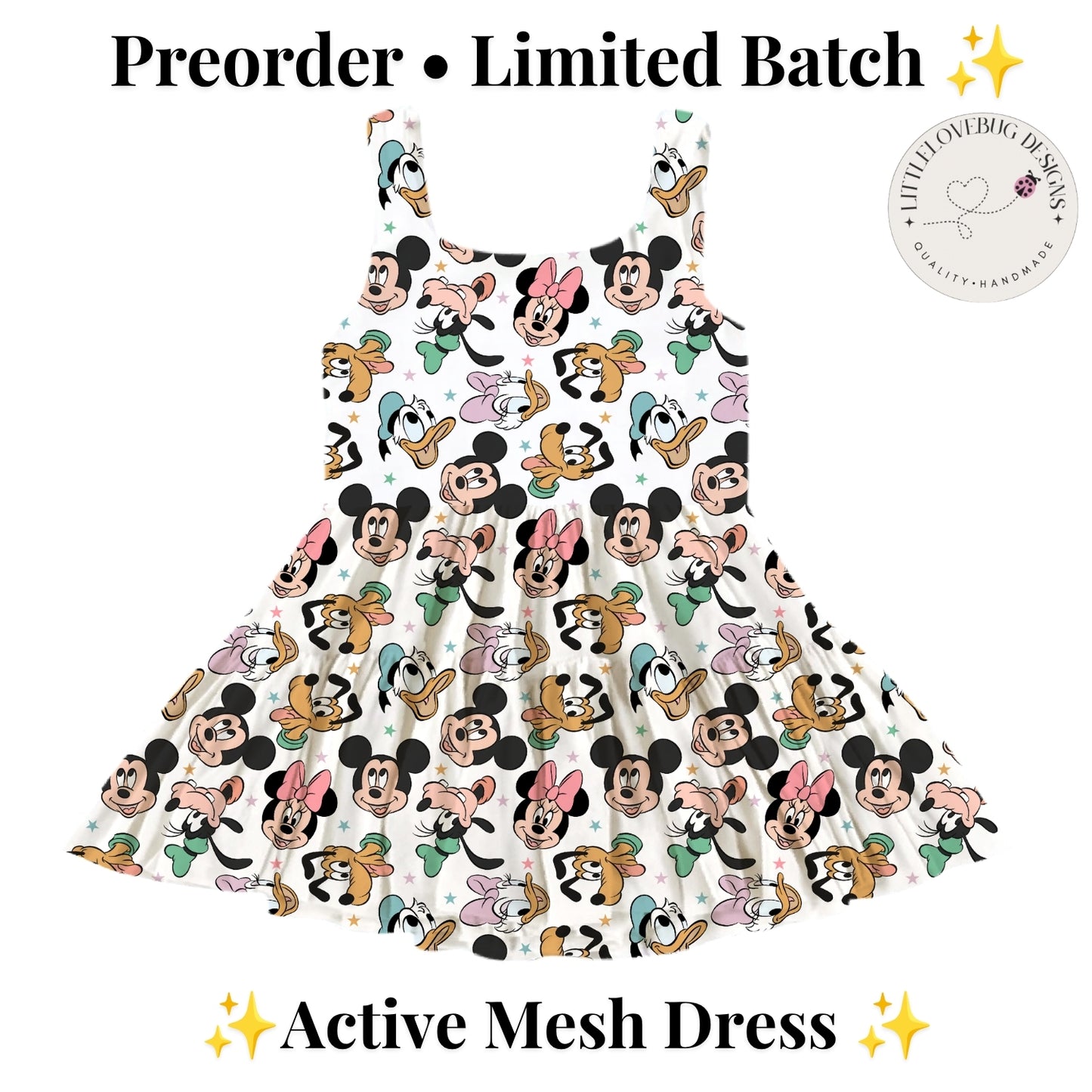Preorder Fab 5 Pastel Active Printed Mesh Dress with Separate Shorts