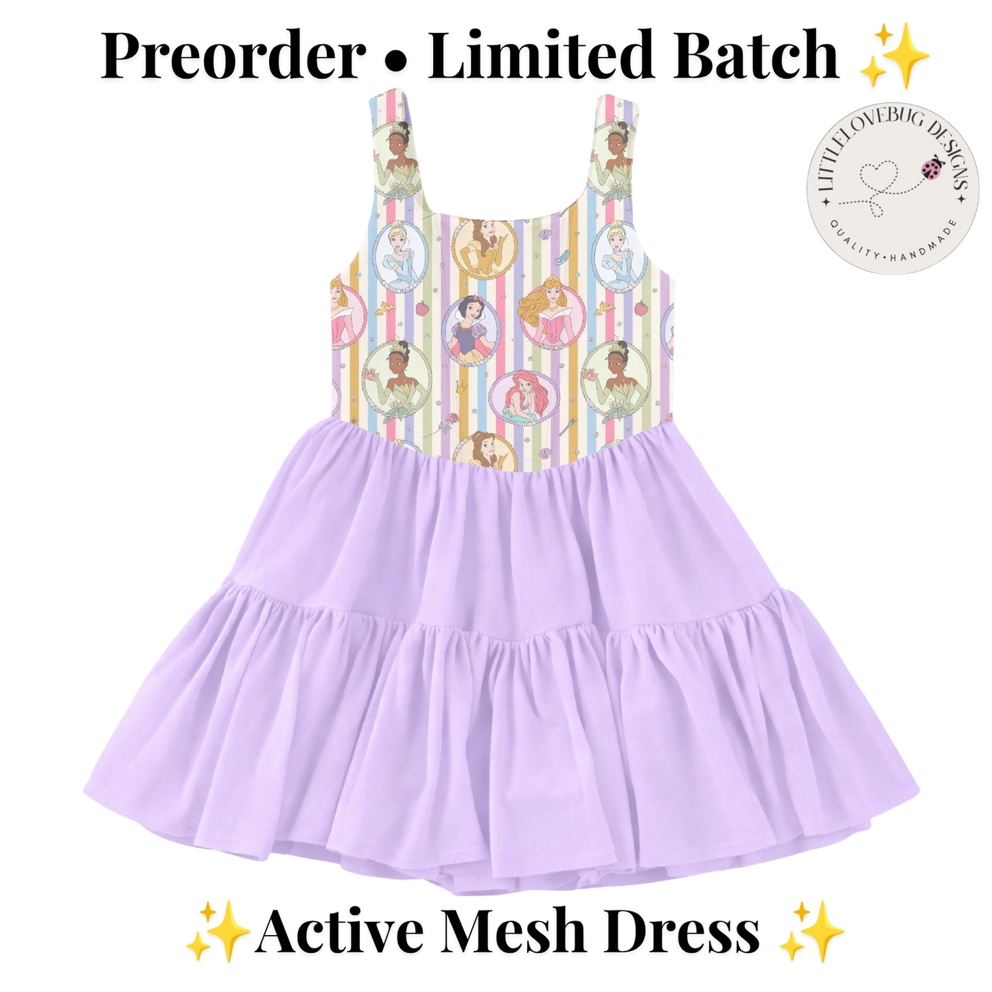 Preorder Princess Stripes Active Mesh Dress with Separate Shorts