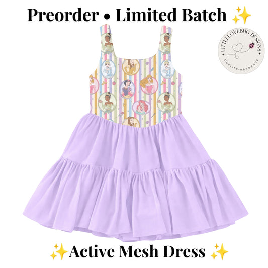 Preorder Princess Stripes Active Mesh Dress with Separate Shorts
