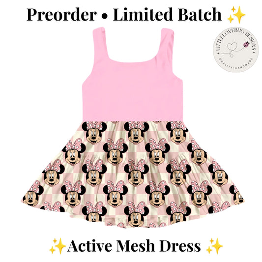 Preorder Minnie Active Printed Mesh Dress with Separate Shorts