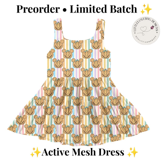 Preorder Mickey Pastel Pumpkin Active  Printed Mesh Dress with Separate Shorts