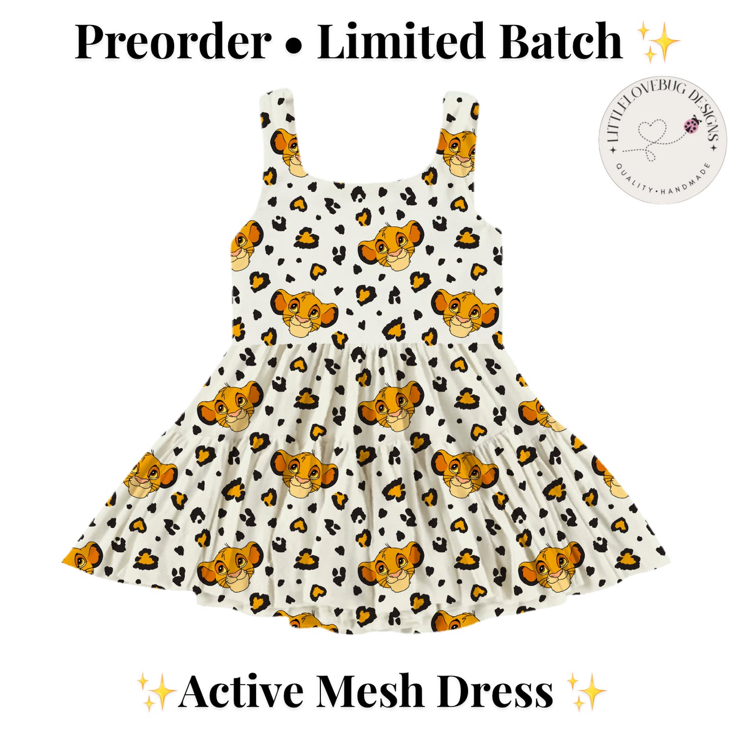 Preorder Simba Lion King Active Printed Mesh Dress with Separate Shorts