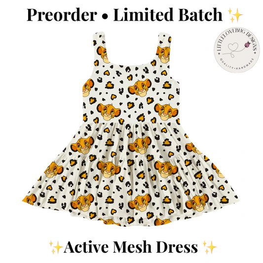 Preorder Simba Lion King Active Printed Mesh Dress with Separate Shorts