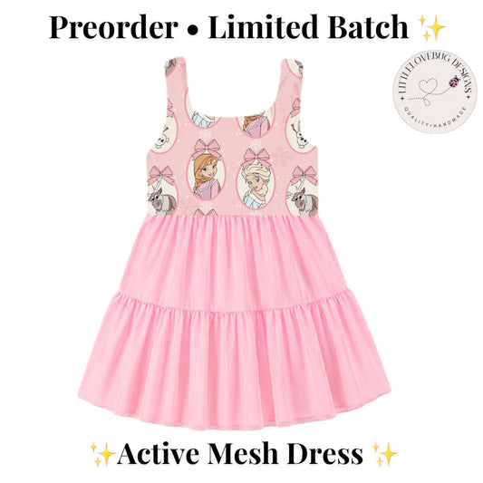 Preorder Elsa Anna Frozen  Active Mesh Dress with Separate Shorts