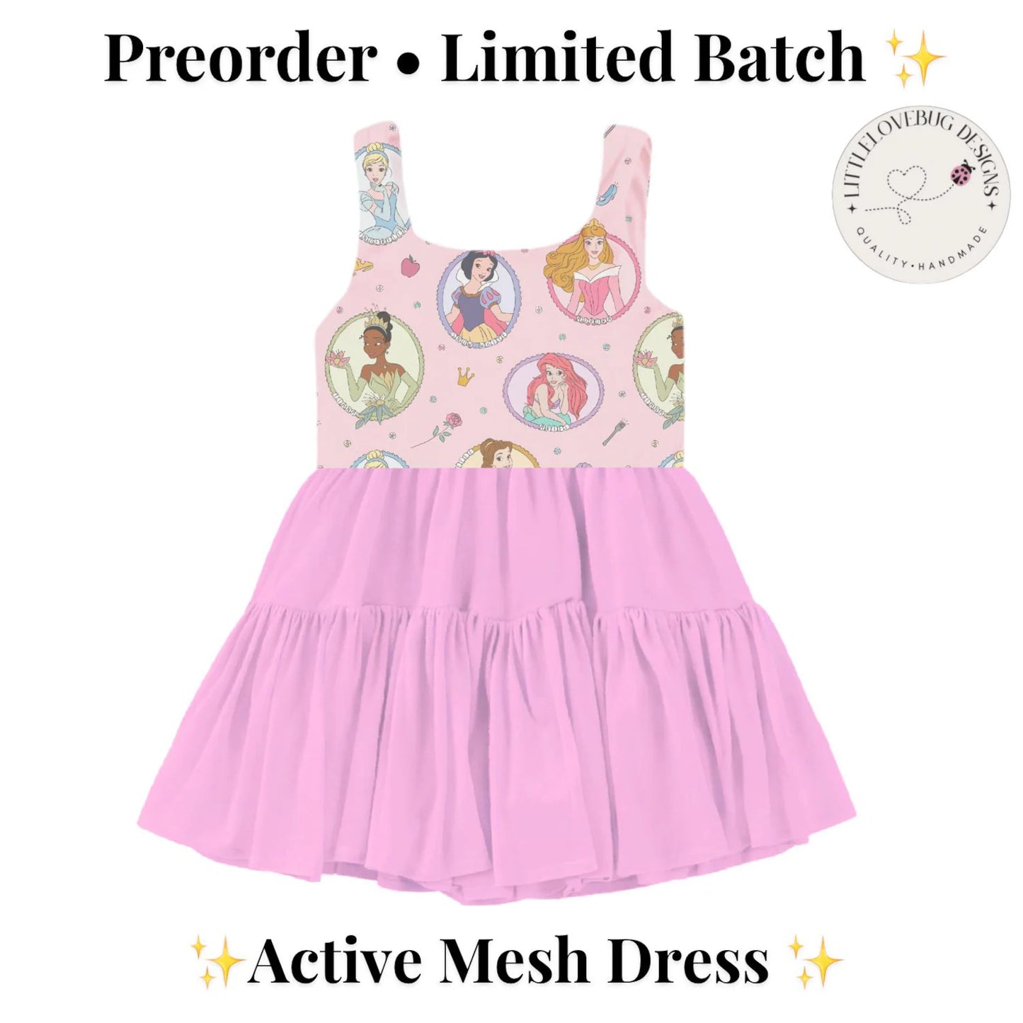 Preorder Princess Portraits  Active Mesh Dress with Separate Shorts