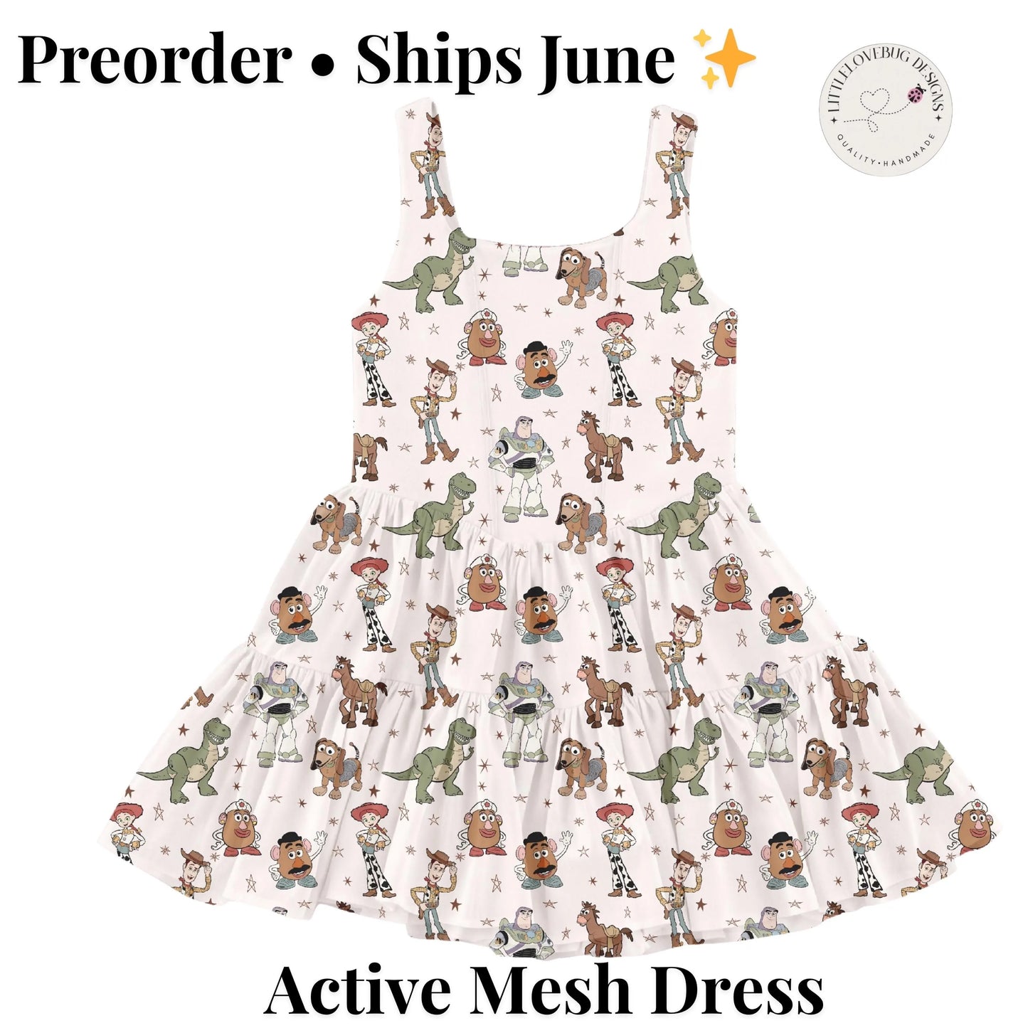 Preorder Toy Story Printed Mesh Active Dress with Separate Shorts