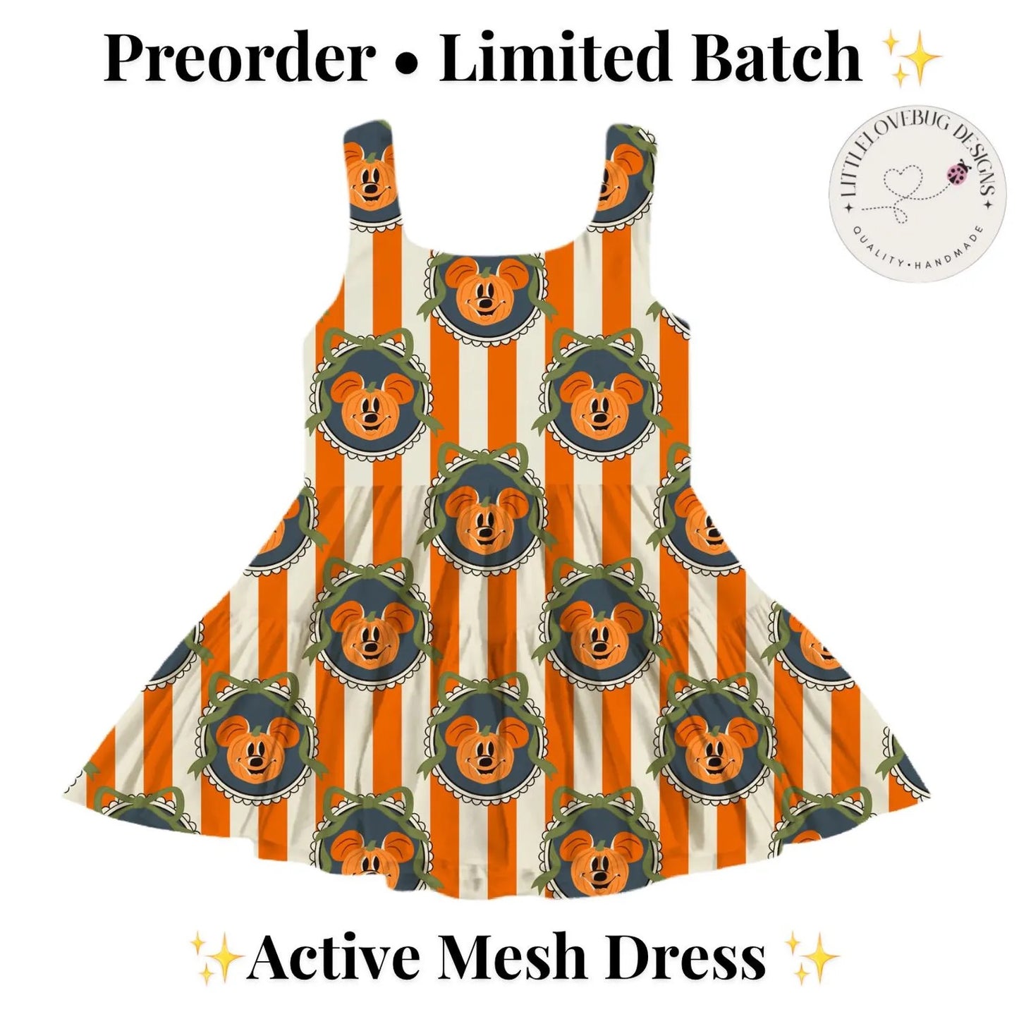 Preorder Mickey Pumpkin Active  Printed Mesh Dress with Separate Shorts
