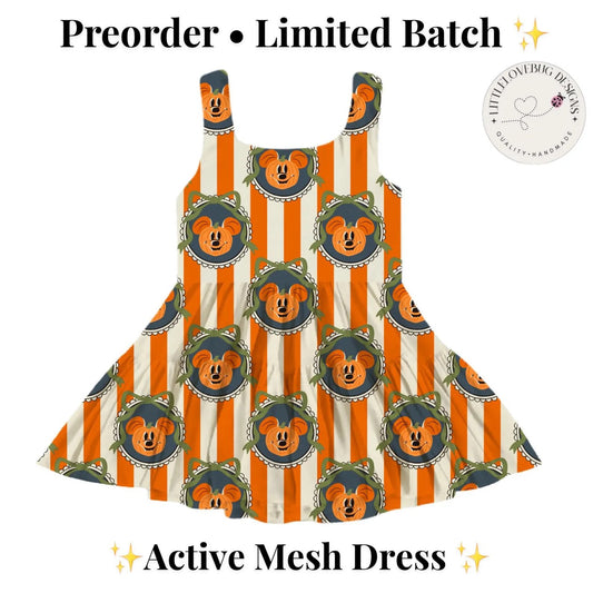 Preorder Mickey Pumpkin Active  Printed Mesh Dress with Separate Shorts