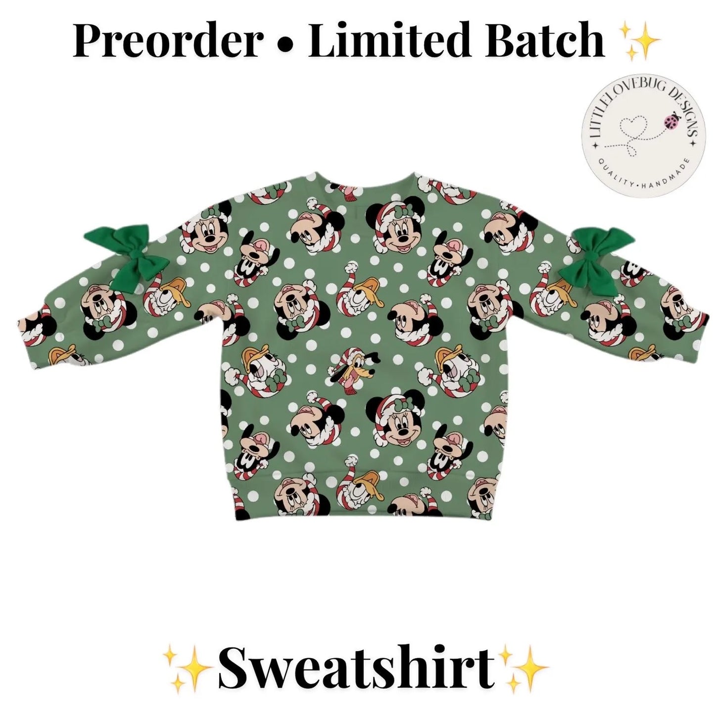 Preorder Christmas Fab 5 Green Sweatshirt with Bows