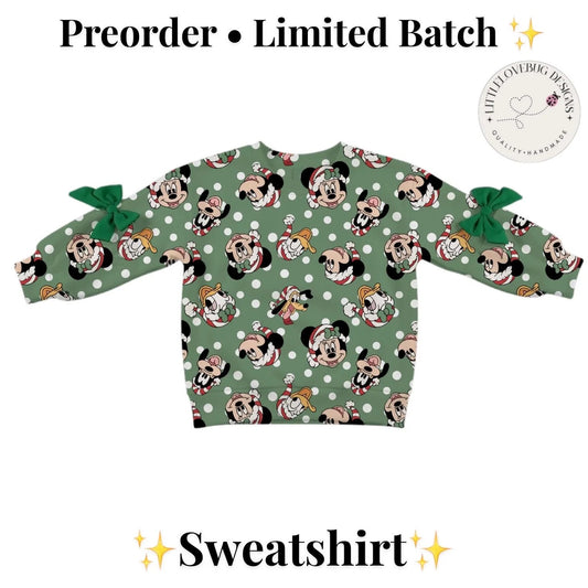Preorder Christmas Fab 5 Green Sweatshirt with Bows