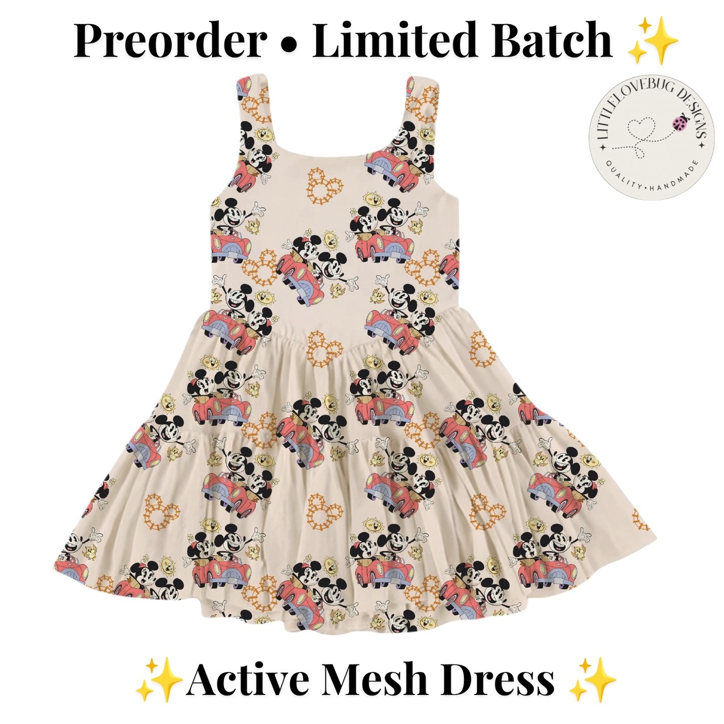 Preorder Mickey and Minnie Runaway Railway Printed Mesh Active Dress with Separate Shorts