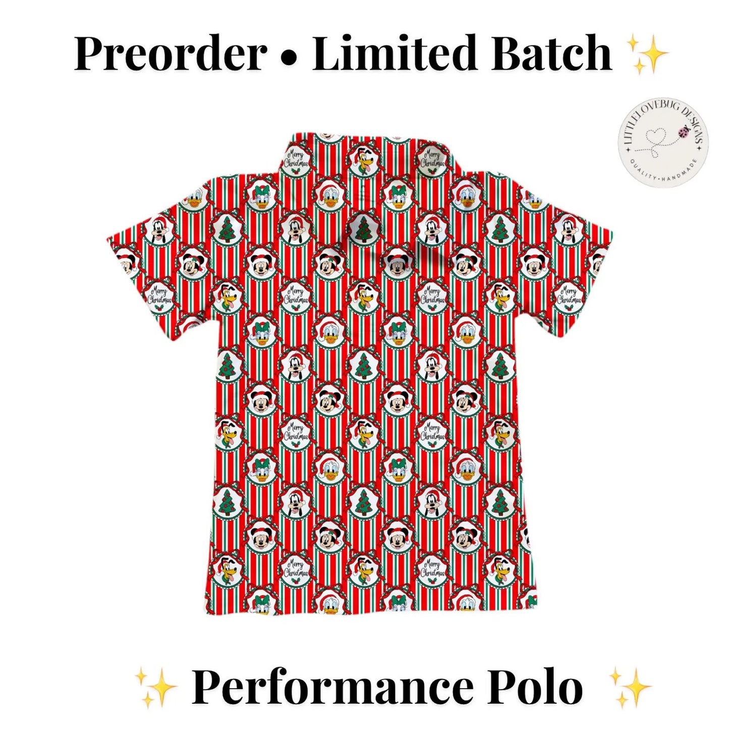 Preorder Christmas Stripes Fab 5  Performance Polo