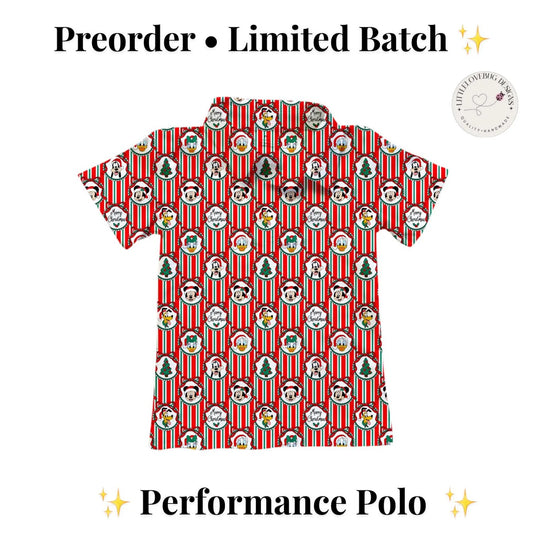 Preorder Christmas Stripes Fab 5  Performance Polo
