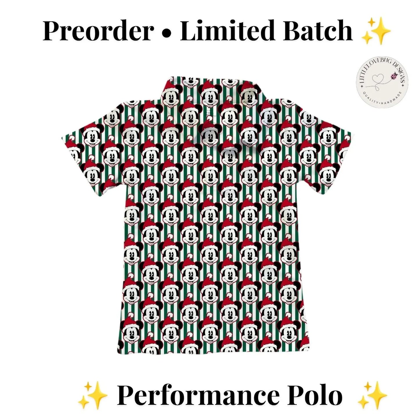 Preorder Christmas Mickey Stripes Performance Polo