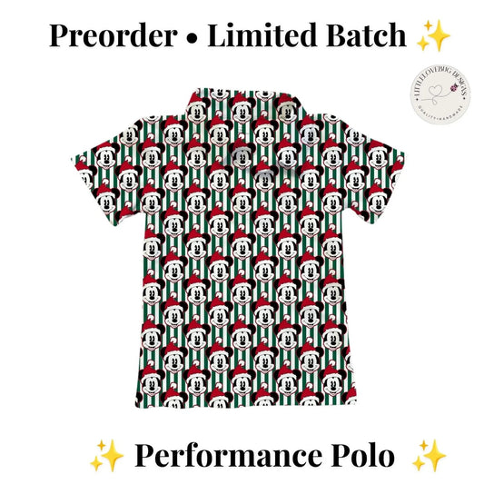 Preorder Christmas Mickey Stripes Performance Polo