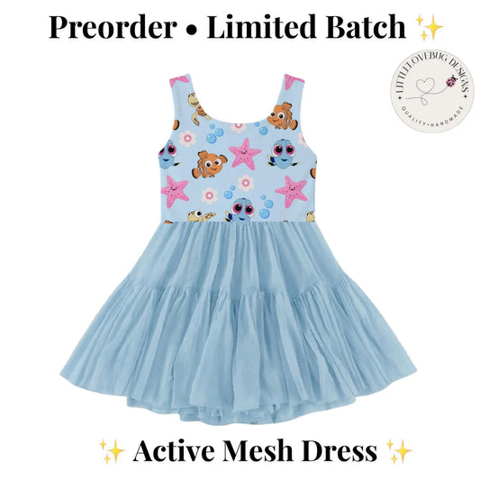 Preorder Nemo Dory Seas Active  Mesh Dress with Separate Shorts